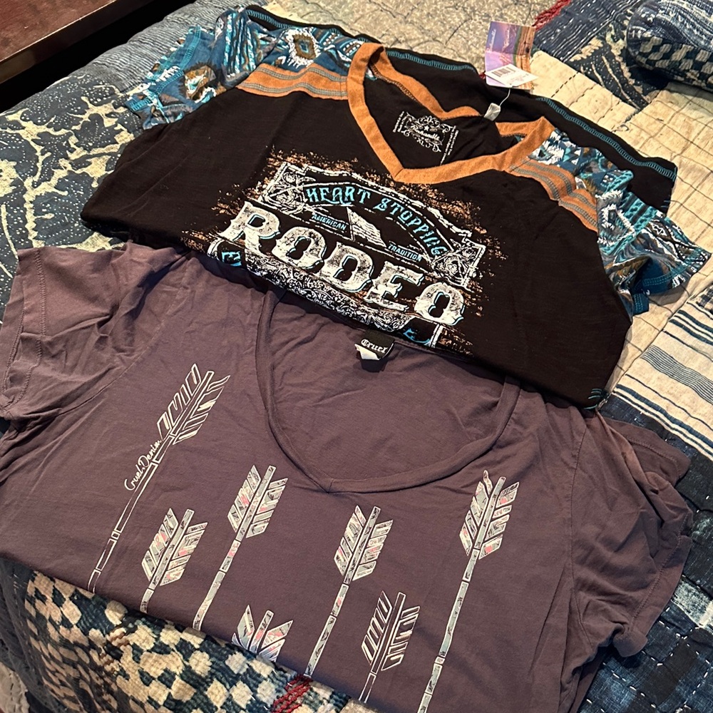 Women’s cruel denim and panhandle tshirts